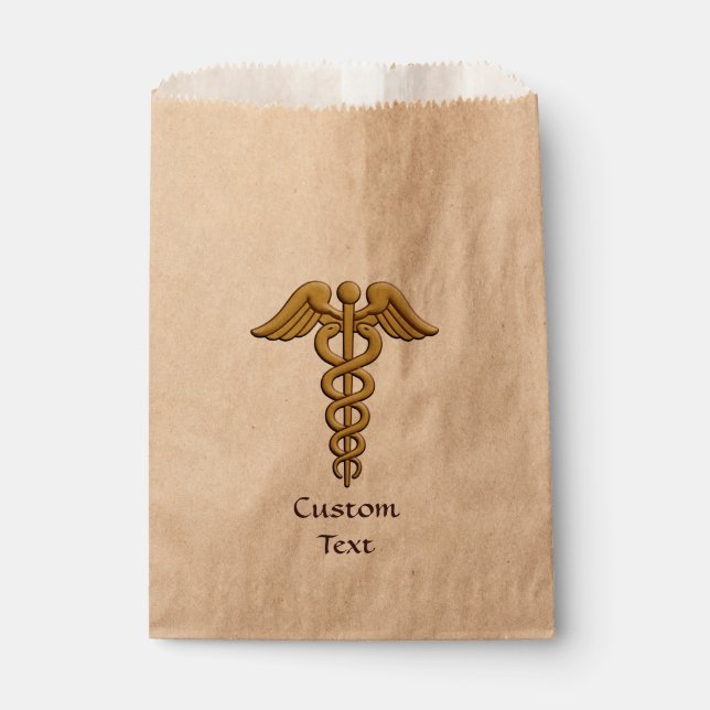 Golden Double Snake Caduceus Favour Bags (Front)