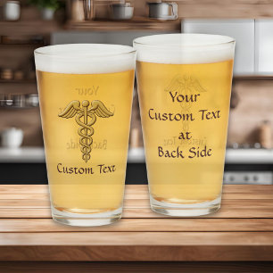 Golden Double Snake Caduceus Glass