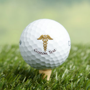 Golden Double Snake Caduceus Golf Balls