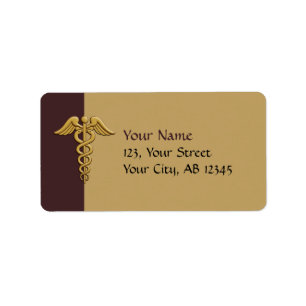Golden Double Snake Caduceus Label