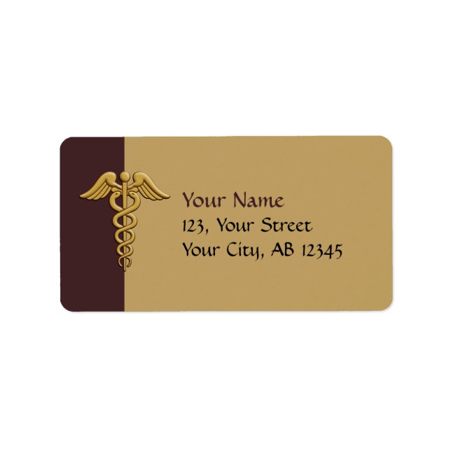 Golden Double Snake Caduceus Label (Front)