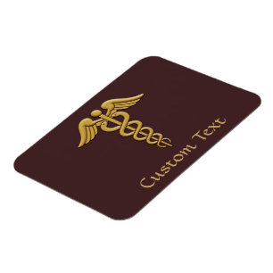 Golden Double Snake Caduceus Magnet