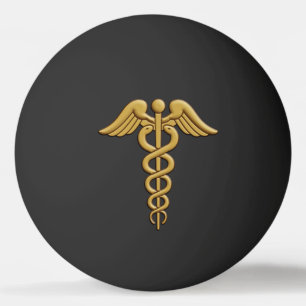 Golden Double Snake Caduceus Ping Pong Ball