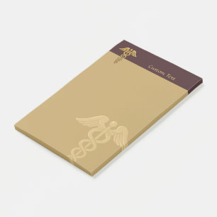 Golden Double Snake Caduceus Post-it Notes