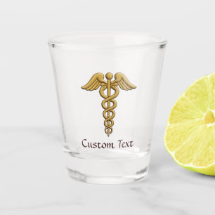 Golden Double Snake Caduceus Shot Glass