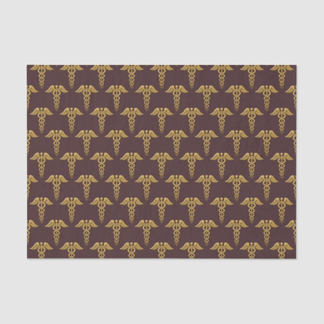 Golden Double Snake Caduceus Tissue Paper (Front)