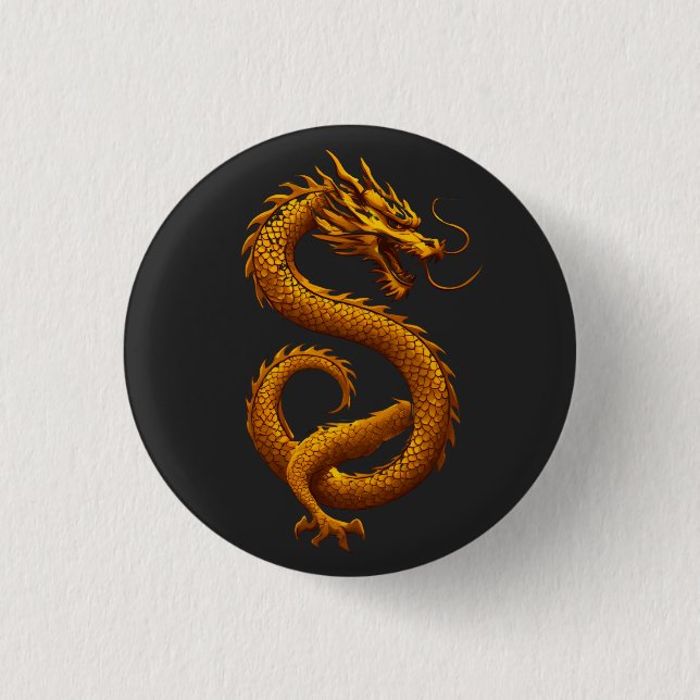 Golden Dragon 3 Cm Round Badge (Front)