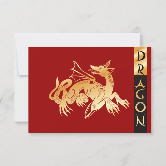 Golden Dragon and Banner Invitation (Front)