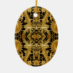 golden dragon ceramic tree decoration