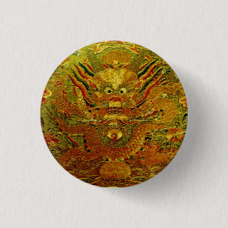 Golden dragon Chinese embroidery Ming dynasty 3 Cm Round Badge