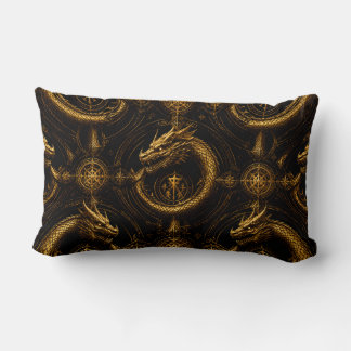 Golden Dragon Dark Fantasy Pillow