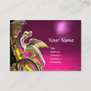 GOLDEN DRAGON FUCHSIA PURPLE AMETHYST Monogram Business Card