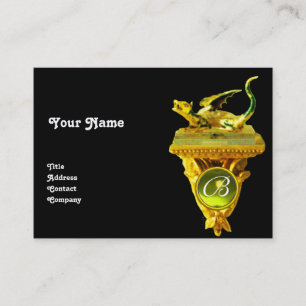 GOLDEN DRAGON GEM MONOGRAM,yellow topaz black Business Card
