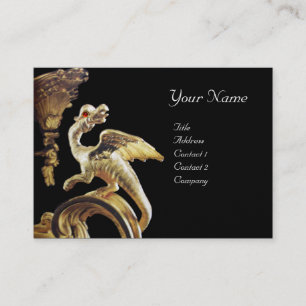 GOLDEN DRAGON IN BLACK Monogram Pearl Paper Business Card