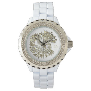 Golden Dragon Logo Add Monogram Elegant Watch