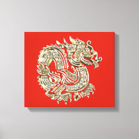 Golden Dragon Logo Elegant Decorative Red Gold
