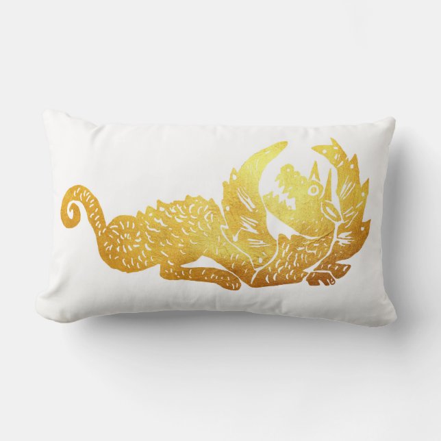 Golden dragon Lumbar Cushion 33 x 53 cm (Front)