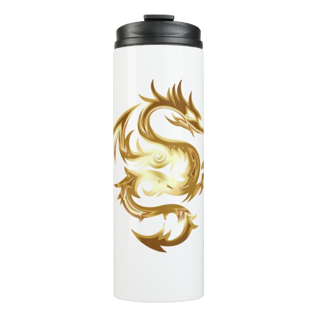 Golden Dragon motif design Thermal Tumbler (Front)