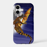 Golden Dragon Mythical Fantasy Creature Purple Sky
