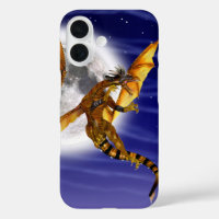 Golden Dragon Mythical Fantasy Creature Purple Sky
