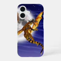 Golden Dragon Mythical Fantasy Creature Purple Sky