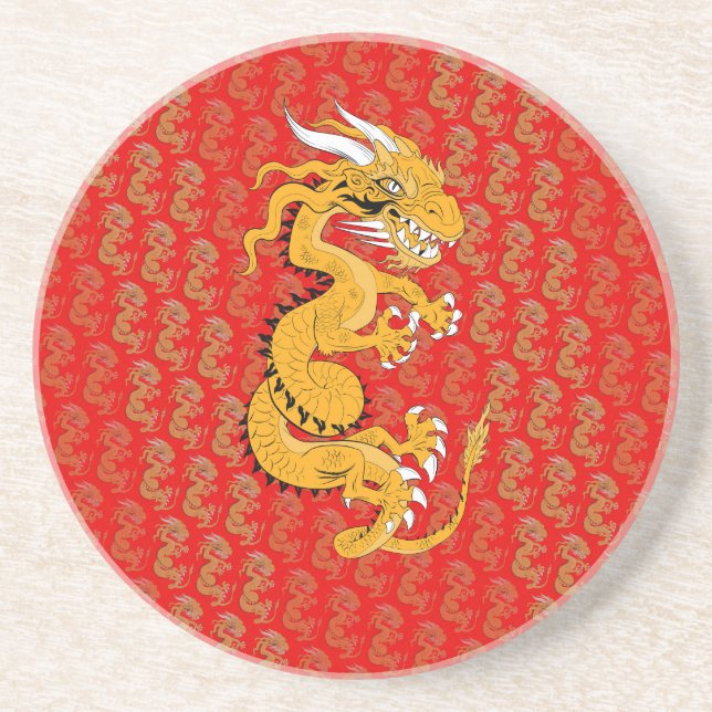 Golden Dragon on Red Coaster (Front)