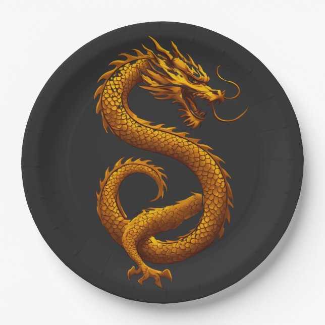 Golden Dragon Paper Plate (Front)