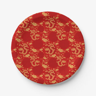 Golden dragon pattern - Chinese Lunar year 2024 Paper Plate