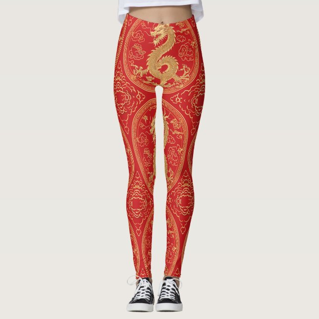 Golden Dragon Prosperity Leggings (Front)