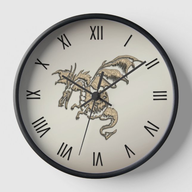Golden Dragon Roman Numerals Clock (Front)