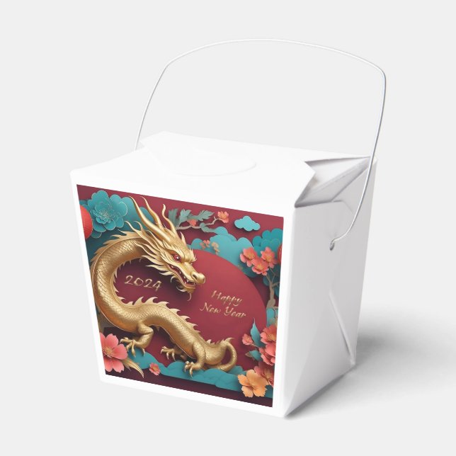 Golden Dragon Spectacle Chinese New Year Favour Box (Front Side)