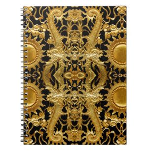 golden dragon spiral notebook
