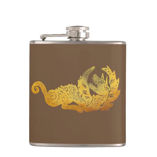 Golden Dragon Vinyl Wrapped Flask (Front)