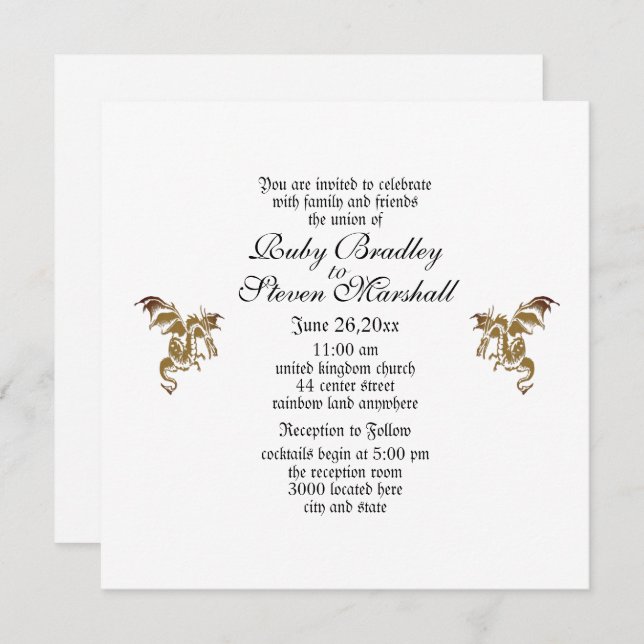 Golden Dragon Wedding Invitation (Front/Back)