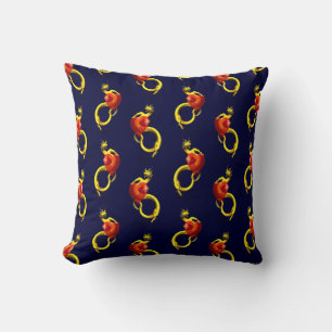 Golden Dragon With Big Red Heart Cushion
