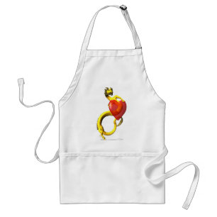 Golden Dragon With Big Red Heart Standard Apron