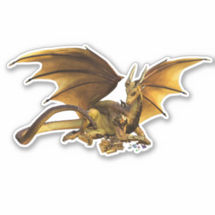 Golden Dragon with Gold Bars Gems Treasure