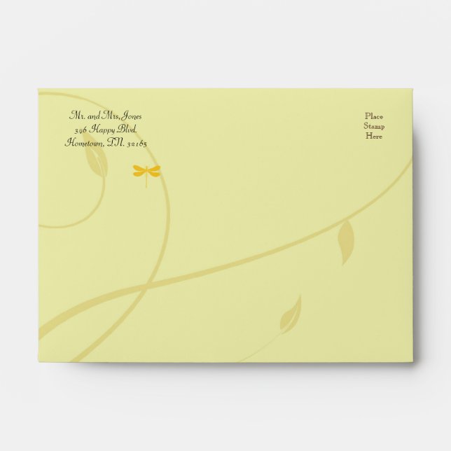 Golden Dragonfly Flourish Envelope (Front)