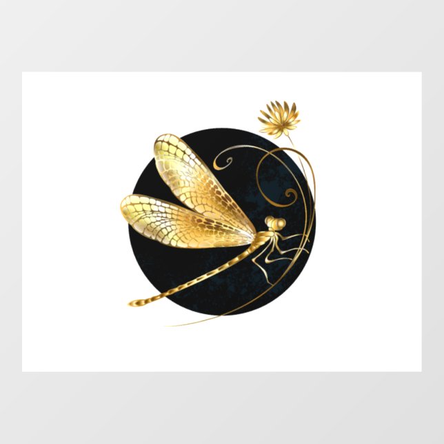 Golden dragonfly in black circle (Sheet)