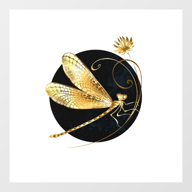Golden dragonfly in black circle (Sheet)