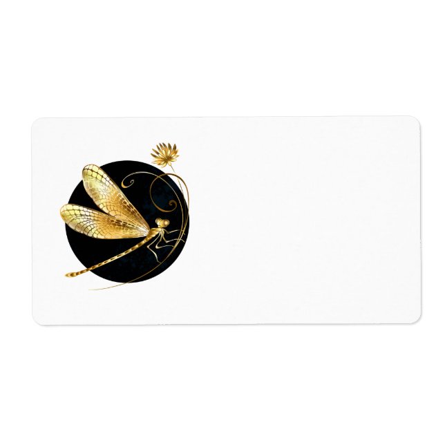Golden dragonfly in black circle (Front)
