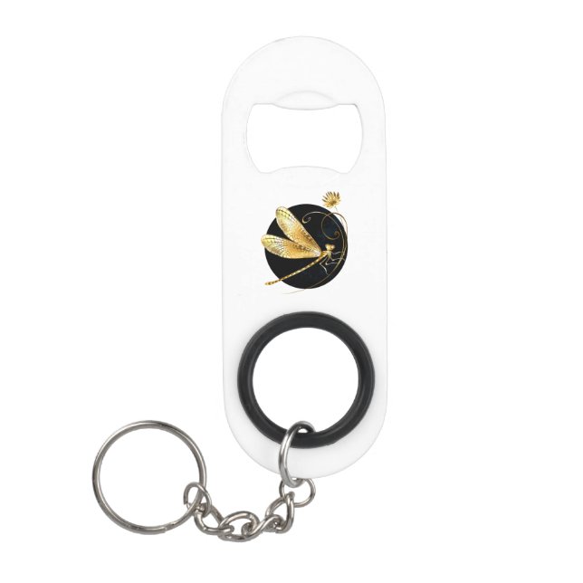 Golden dragonfly in black circle (Front)
