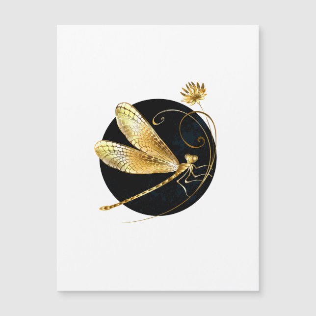 Golden dragonfly in black circle (Front)