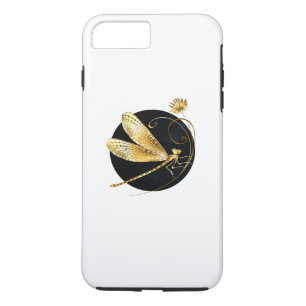 Golden dragonfly in black circle Case-Mate iPhone case