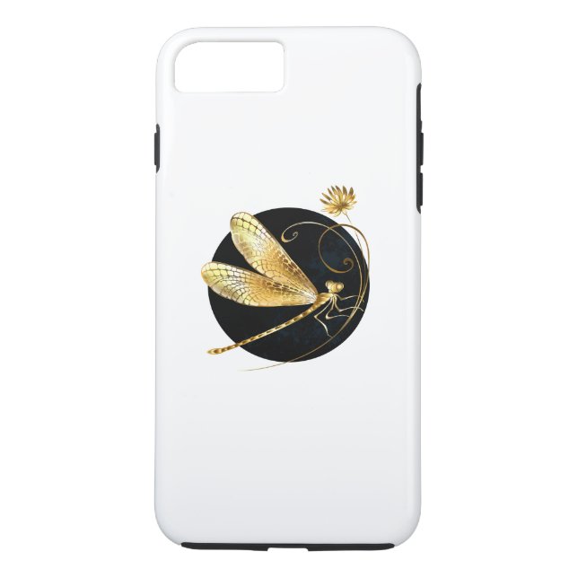 Golden dragonfly in black circle Case-Mate iPhone case (Back)