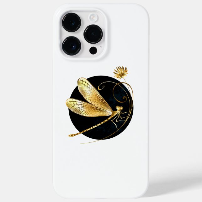Golden dragonfly in black circle Case-Mate iPhone case (Back)