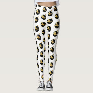 Golden dragonfly in black circle leggings