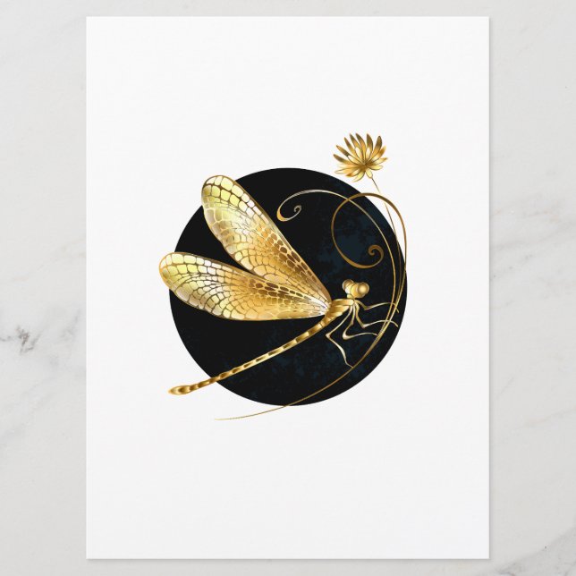 Golden dragonfly in black circle programme (Front)