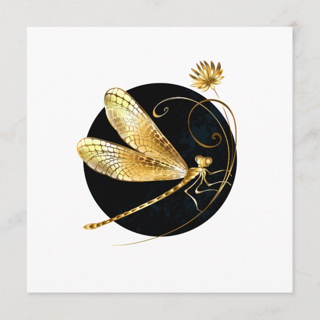 Golden dragonfly in black circle programme (Front)