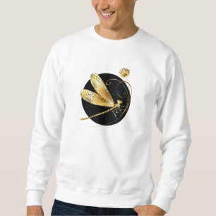 Golden dragonfly in black circle sweatshirt